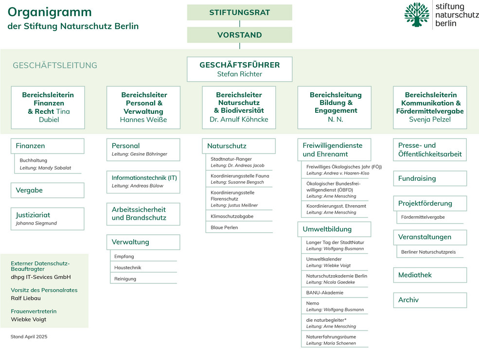 Organigramm der Stiftung Naturschutz Berlin